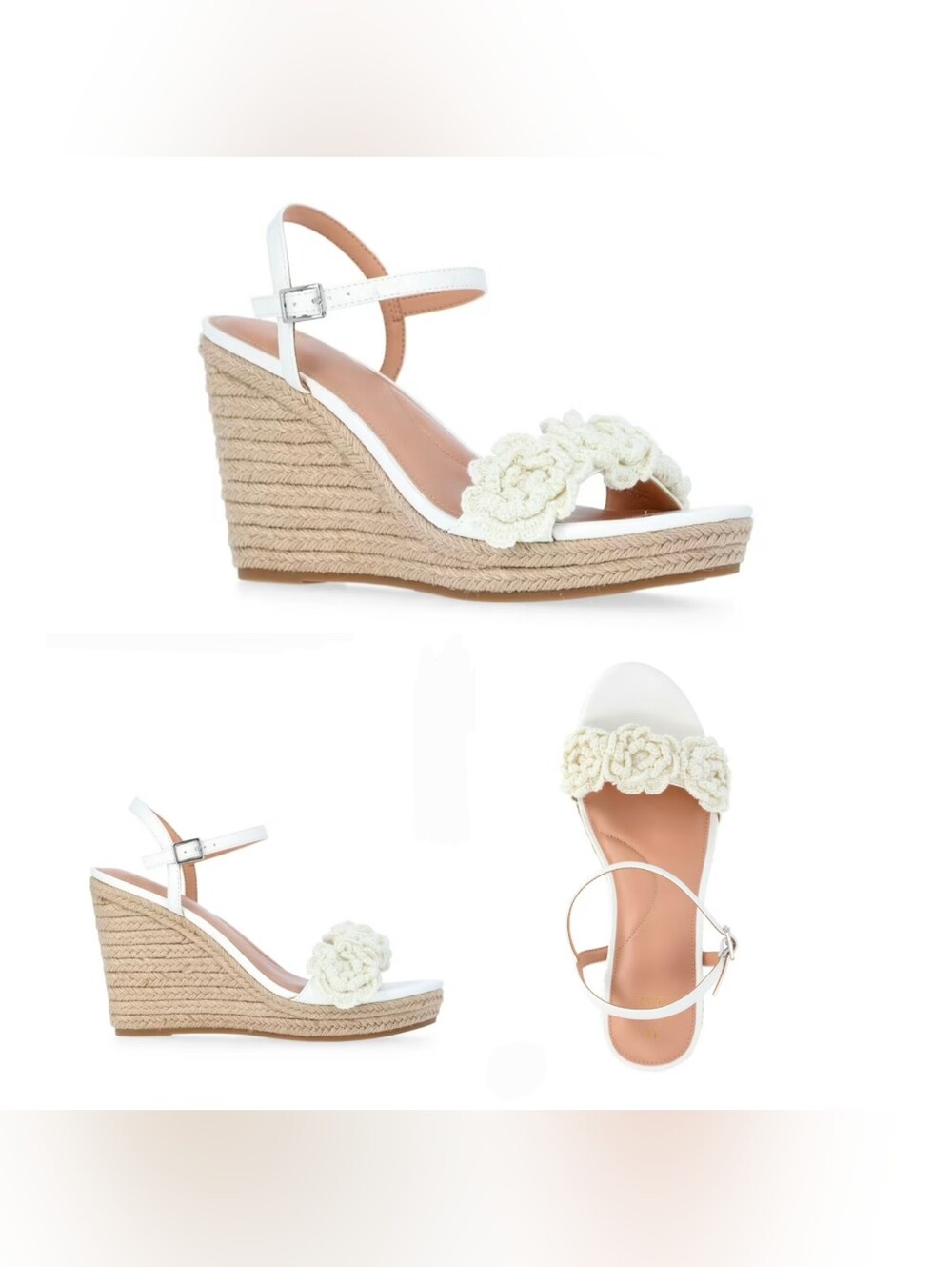 Time and Tru Women's Macrame Flower Espadrille Wedge Sandals In Size 7 NWT